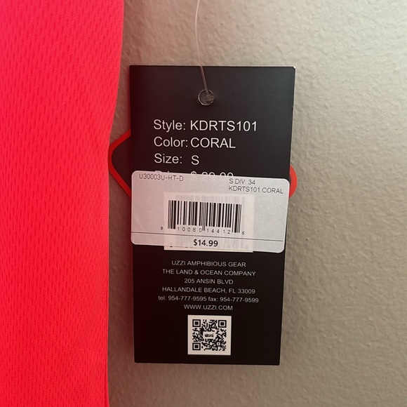 Uzzi Active UPF 50 Bright Coral Active Wear Shirt Short Size Small Boy/Girl - Picture 7 of 8